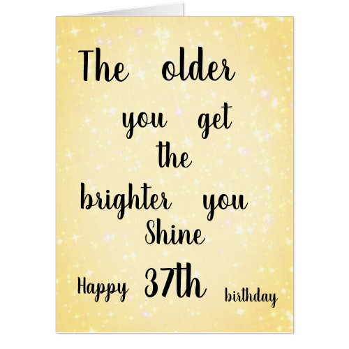 Large modern Happy 37th Birthday design Card