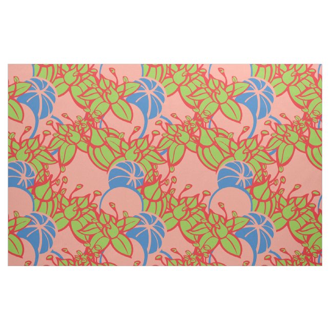 large modern leaf, bud, and flower pattern fabric (Fat Quarter)
