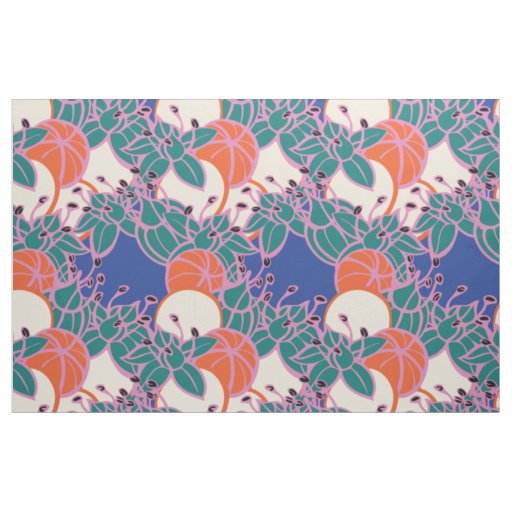 large modern leaf, bud, and flower pattern fabric