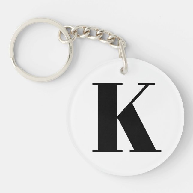 Large modern minimalist letter K Keychain (Front)