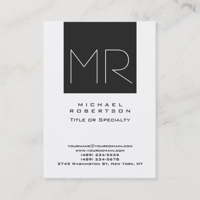 Large Modern Monogram Professional Business Card (Front)