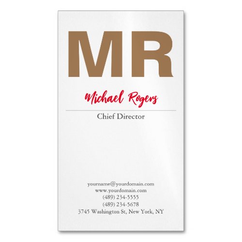 Large Modern Monogram Professional Business Card Magnet