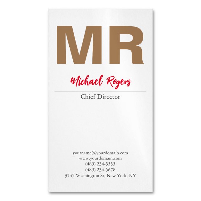 Large Modern Monogram Professional Business Card Magnet (Front Vertical)