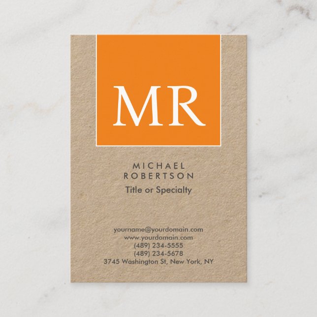 Large Modern Monogram Professional Premium Kraft Business Card (Front)