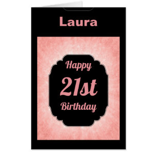 Large modern Pink 21st Birthday Card