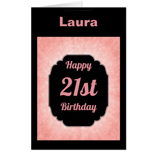 Large modern Pink 21st Birthday Card (Front)