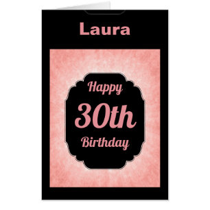 Large modern Pink 30th Birthday Card
