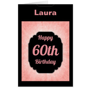 Large modern Pink 60th Birthday Card