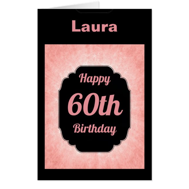 Large modern Pink 60th Birthday Card (Front)