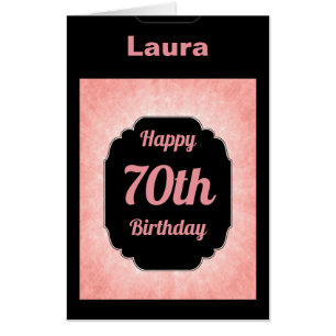 Large modern Pink add name 70th Birthday Card
