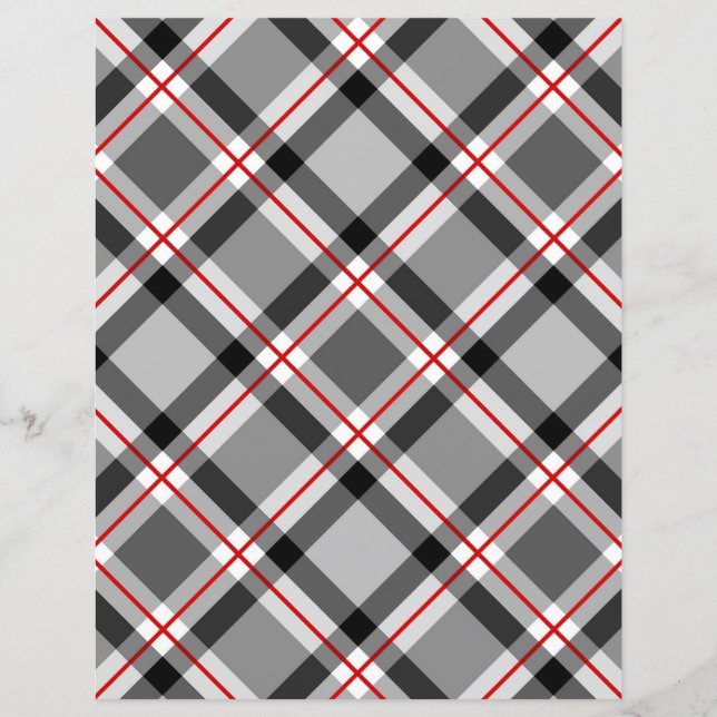 Large Modern Plaid, Black, White, Gray and Red (Front)