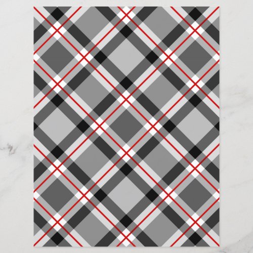 Large Modern Plaid Black White Gray and Red
