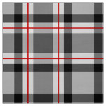 Large Modern Plaid, Black, White, Gray and Red Fabric