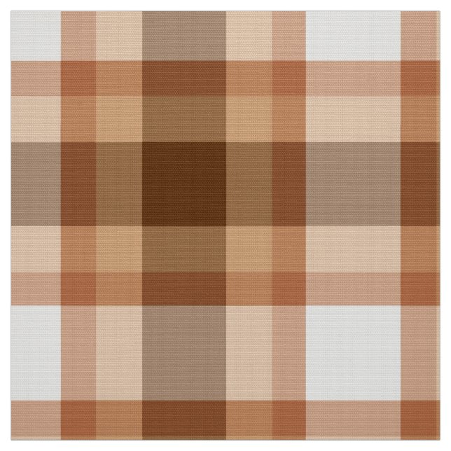 Large Modern Plaid, Brown, Beige, Copper, and Tan Fabric (Swatch)