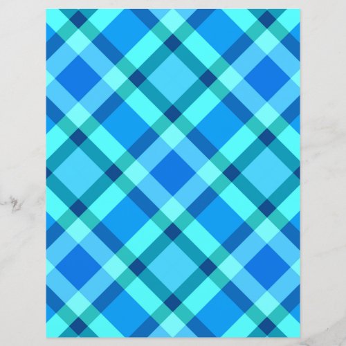 Large Modern Plaid Cobalt Blue and Turquoise