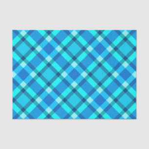 Large Modern Plaid, Cobalt Blue, Aqua & Turquoise Tissue Paper