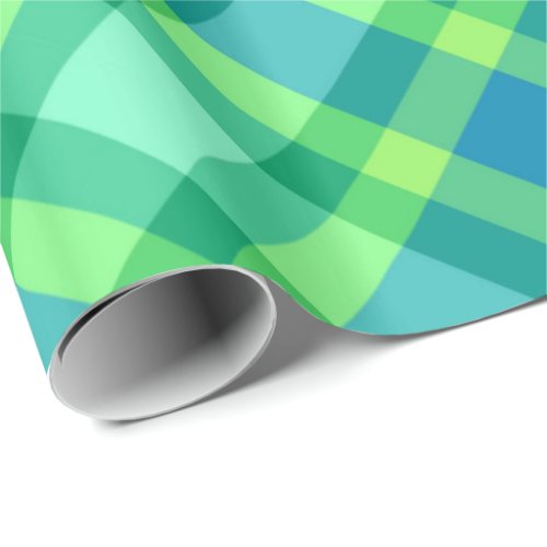 Large Modern Plaid Jade Green  Turquoise Wrapping Paper
