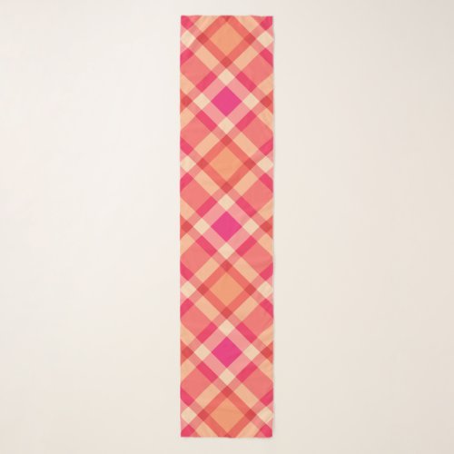 Large Modern Plaid Orange Coral and Fuchsia Pink Scarf