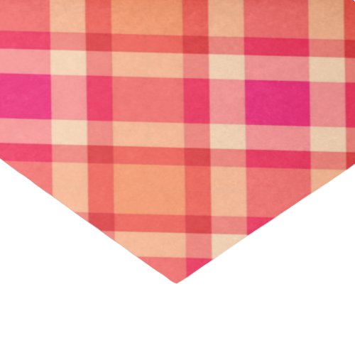 Large Modern Plaid Orange Coral and Fuchsia Pink Tissue Paper