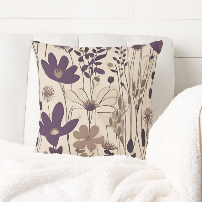 Large Modern Purple Eggplant Flower Throw Pillow (Creator Uploaded)