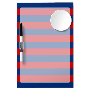 Large Modern Vibrant Horizontal Stripes Decor Dry Erase Board With Mirror