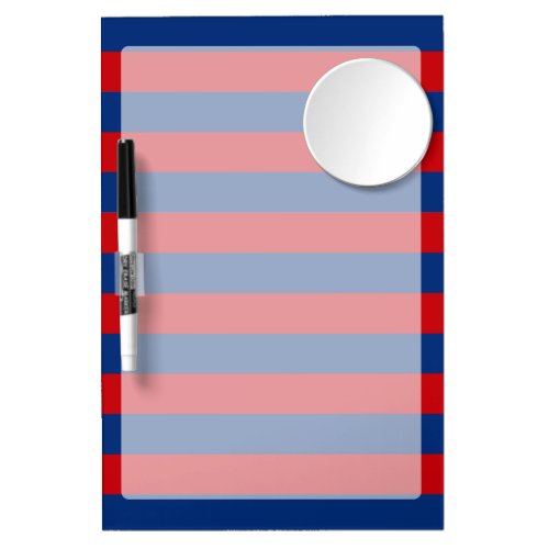 Large Modern Vibrant Horizontal Stripes Decor Dry Erase Board With Mirror