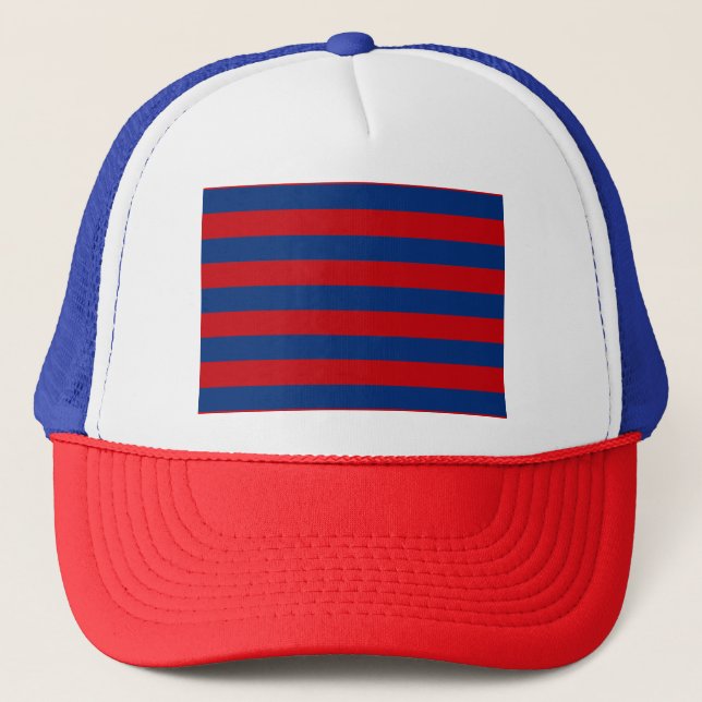 Large Modern Vibrant Horizontal Stripes Decor Trucker Hat (Front)