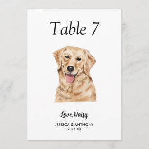 Large Modern Watercolor Dog Wedding Table Number