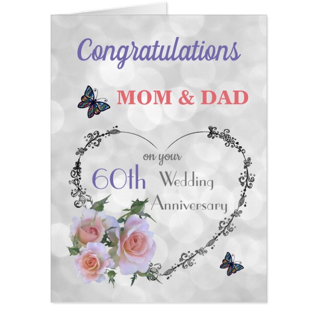 Large Mom & Dad Diamond Anniversary Greeting Card (Front)