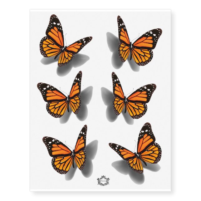 Large Monarch 3d butterfly, Temporary Tattoos (Front)