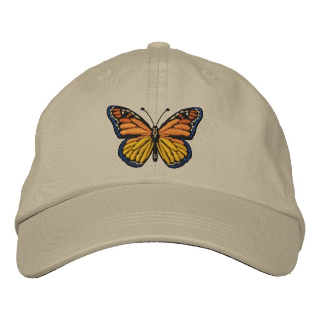 Large Monarch Butterfly Embroidery Embroidered Baseball Cap (Front)