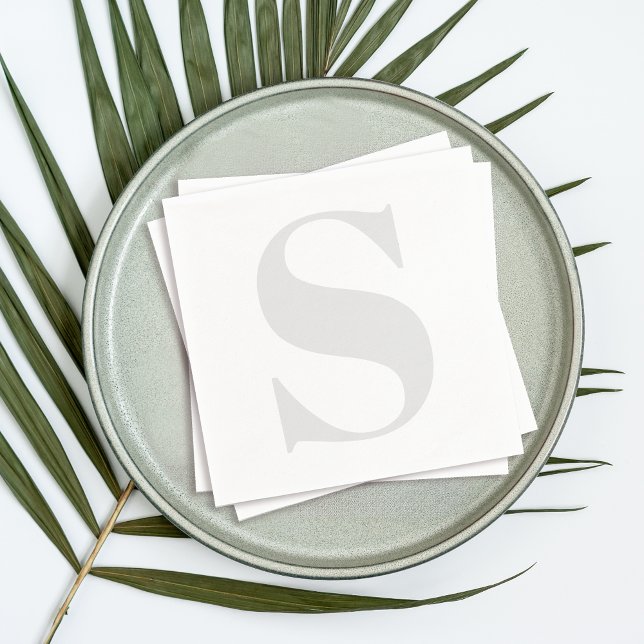 Large Monogram Any Initial Neutral Light Gray Napkins (Personalize with your desired initial.)