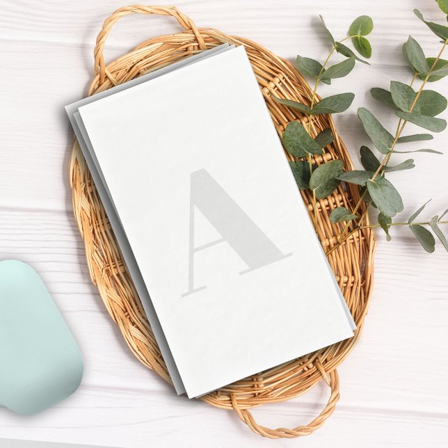 Large Monogram Any Initial Neutral Light Gray Paper Guest Towels (Creator Uploaded)