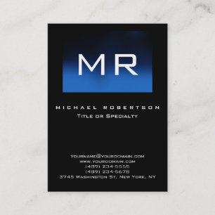 Large Monogram Black Blue Stripe Business Card