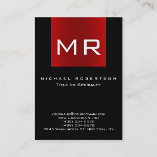 Large Monogram Black Red Stripe Business Card