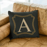 Large Monogram Fall Frame Black Background  Throw Pillow<br><div class="desc">Large Monogram Fall Frame On A Black Background Throw Pillow.  The Back Offers Another Decorating Choice With A Fall Geometric Pattern.  Easy To Change The Sample Monogram To Your Own By Clicking Personalize.</div>