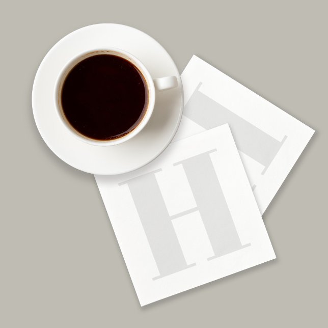 Large Monogram Initial Neutral Light Gray Napkins (Creator Uploaded)