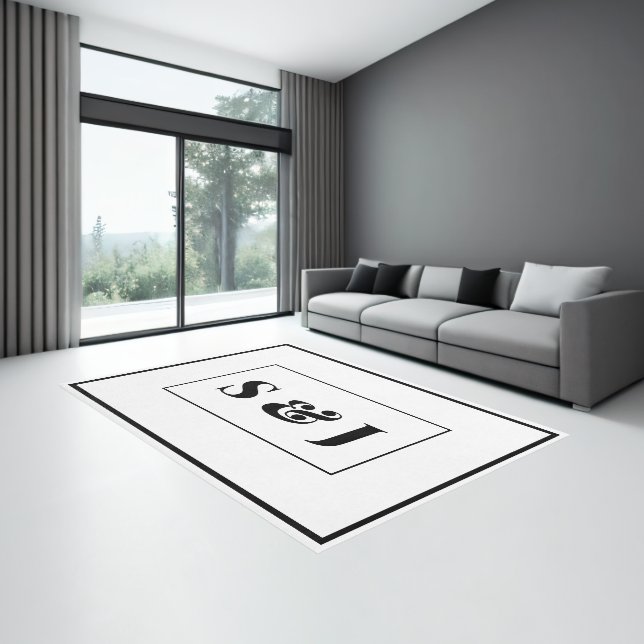 Large Monogram Initials on Elegant White Rug (Insitu (Indoor 3))