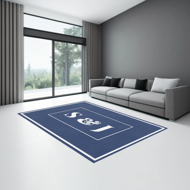 Large Monogram Initials on Navy Blue Rug (Insitu (Indoor 3))