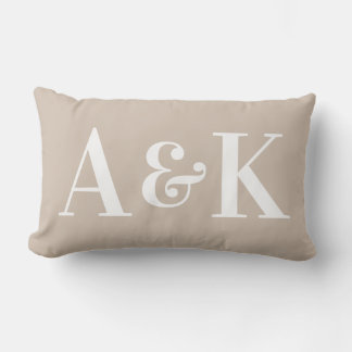 Large Monogram Initials on Solid Color Lumbar Pillow