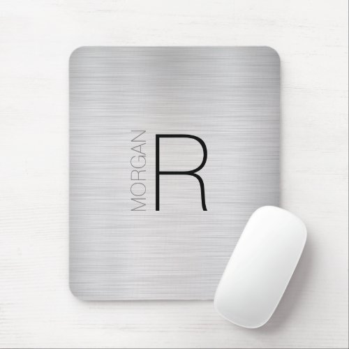 Large Monogram Name Black Gray Brushed Silver Vs4 Mouse Pad