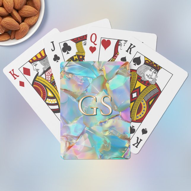 Large Monogram on Opal Poker Cards (Creator Uploaded)