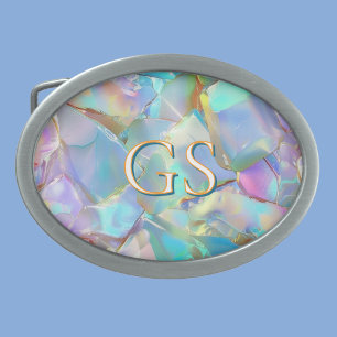 Large Monogram or Name on Opal Belt Buckle