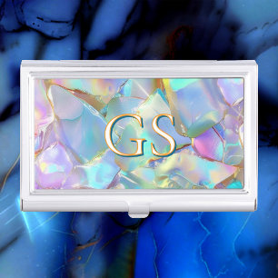 Large Monogram or Name on Opal Business Card Case