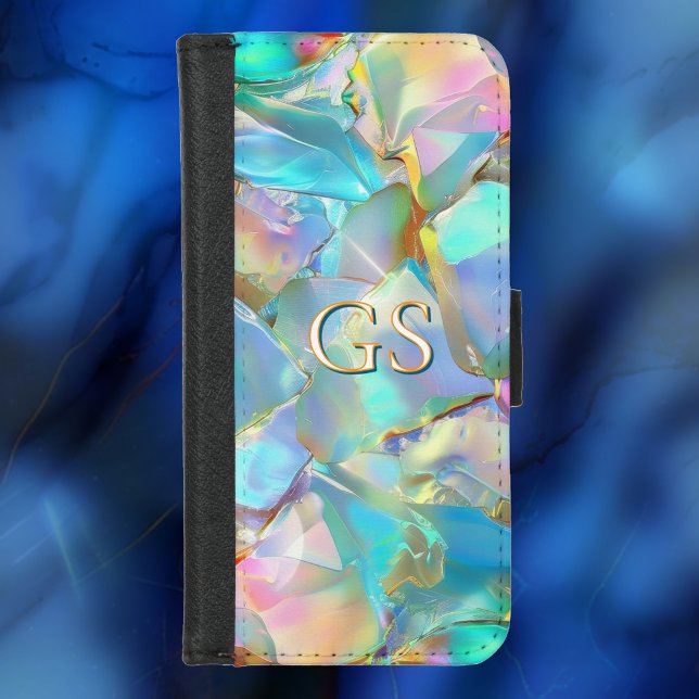 Large Monogram or Name on Opal iPhone Wallet Case (Creator Uploaded)
