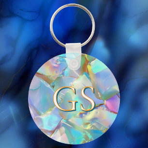 Large Monogram or Name on Opal Keychain