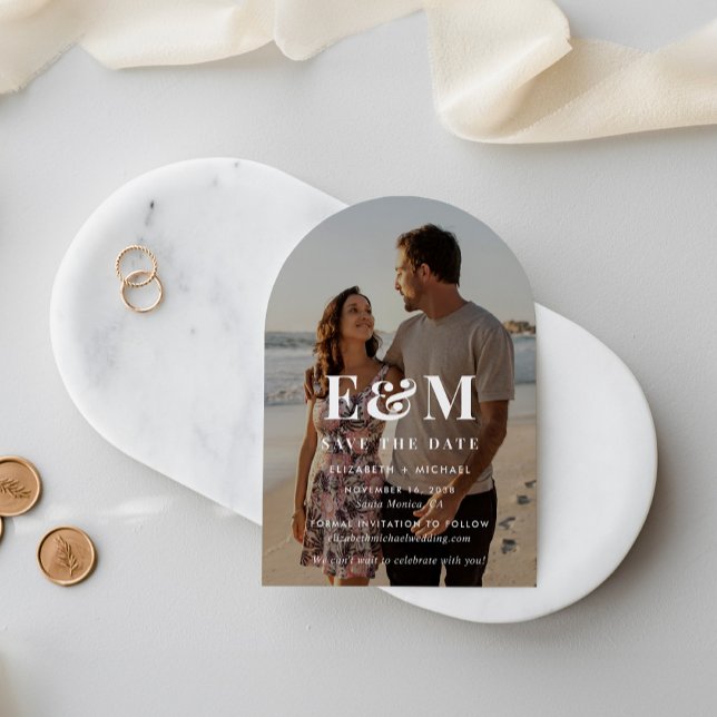 Large Monogram Photo Arch Wedding Save The Date (Make your day unforgettable with a stunning arch-shaped save the date—modern, elegant, unique!)
