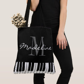 Large monogram shoulder tote bag with piano keys
