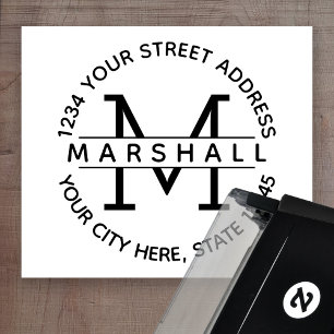 Large Monogram with Name and Return Address Self-inking Stamp