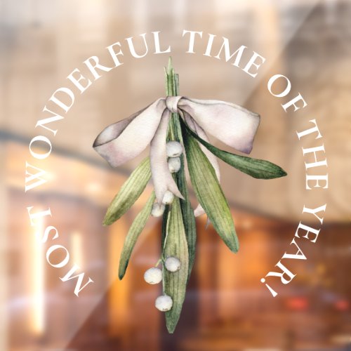 LARGE _ Most Wonderful Time Christmas Mistletoe Window Cling